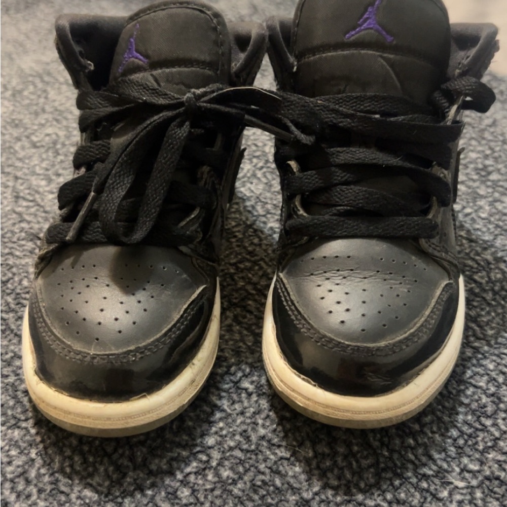 Jordan Black and Purple Kids Sneakers